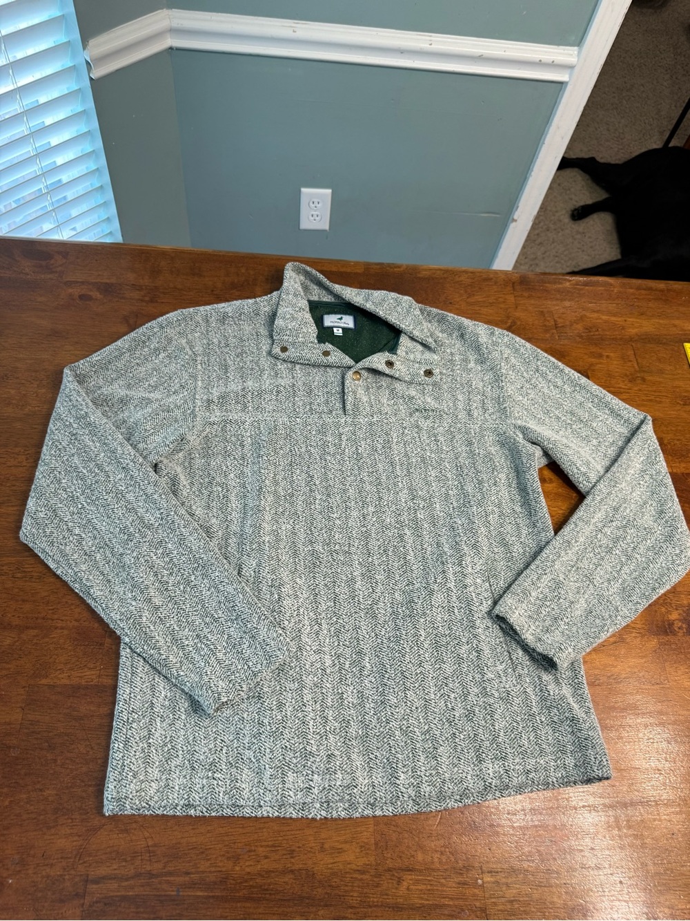 Properly Tied Men's Upland Pullover Herringbone Quarter Snap Jacket Green Size M